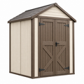 Gartenhaus 185 x 120 x 200 cm Kunststoff Beige Braun mit Doppeltür und Satteldach