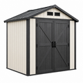 Kunststoff Gartenhaus 191 x 111 x 198 cm Beige Schwarz mit Doppeltür wetterfest