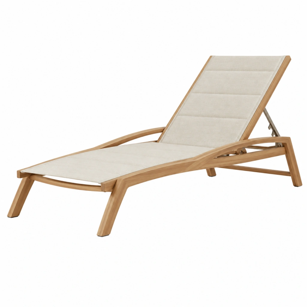 Gartenliege 200 x 70 cm Holz Beige verstellbar