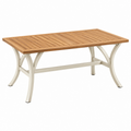 Gartenesstisch 150 x 90 x 75 cm Holz Natur Weiß mit Lattenplatte und Metallgestell