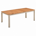 Gartentisch 200 x 100 x 75 cm Holz Aluminium Natur/Silber rechteckig für Terrasse und Garten