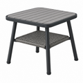 Outdoor Beistelltisch 60 x 45 x 50 cm Aluminium Kunststoffgeflecht Grau Schwarz mit Ablage