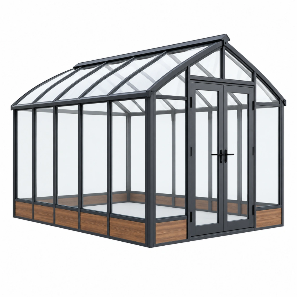 Gewächshaus 250 x 190 x 210 cm Aluminium transparent mit Doppeltür für Garten