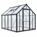 Gewächshaus 190 x 190 x 195 cm Aluminium Polycarbonat Schwarz mit Dachfenster