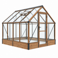 Gartengewächshaus 244 x 190 x 195 cm Aluminium Holzoptik Transparent mit Tür