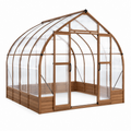 Gewächshaus 240 x 180 x 240 cm Holz transparent mit Doppeltür für den Garten