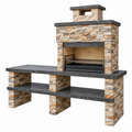 Gartengrill 180 x 70 x 210 cm aus Naturstein mit Grillrost und Ablageflächen