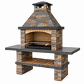 Grillkamin 160 x 75 x 230 cm aus Stein mit Grillrost für den Garten