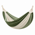 Hängematte 200 x 150 cm Baumwolle Grün Creme gestreift für Garten und Freizeit