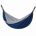 Hängematte 270 x 140 cm aus Nylon Blau Grau mit Karabinern für Garten und Camping