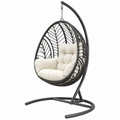 Hängesessel 105 x 105 x 195 cm aus Stahl und Polyrattan in Schwarz Creme mit Gestell