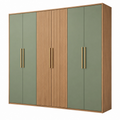 Kleiderschrank 200 x 60 x 200 cm Holzoptik Grün mit 6 Türen und Lamellenfront