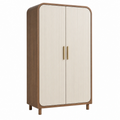 Kleiderschrank 100 x 55 x 190 cm in Braun Creme mit Rillentüren